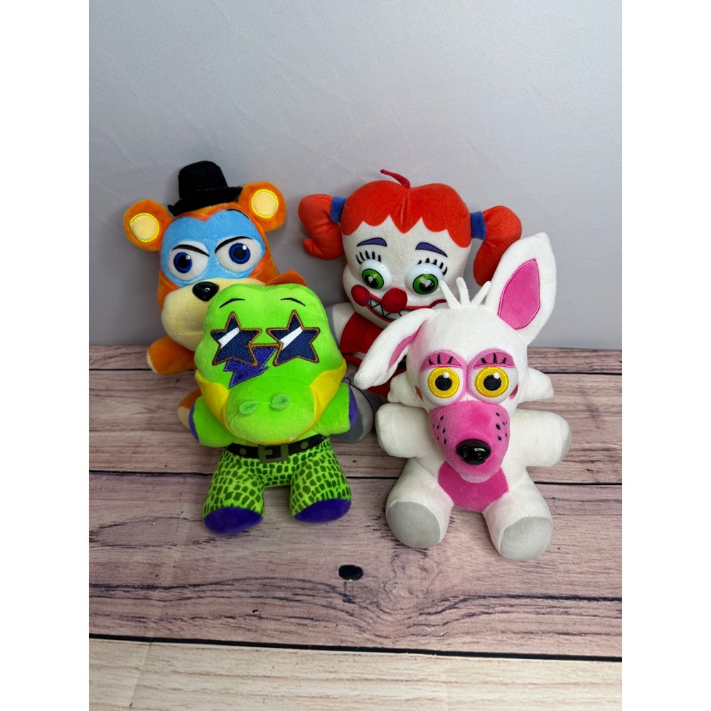 FNAF Plush Lot Funko Montgomery Gator Glamrock Freddy Circus Baby Mangle 4pc